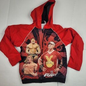 WWE Wrestling Windbreaker Jacket Boys Size 8‎ John Cena Batista Triple H Red